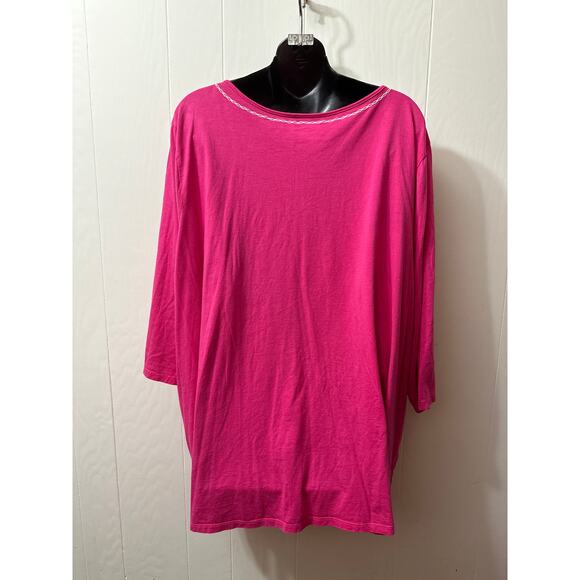Roaman’s Plus Size 4X (34/36) Pink Blouse- Soft, Flowy with beautiful Embroidery - Picture 4 of 6